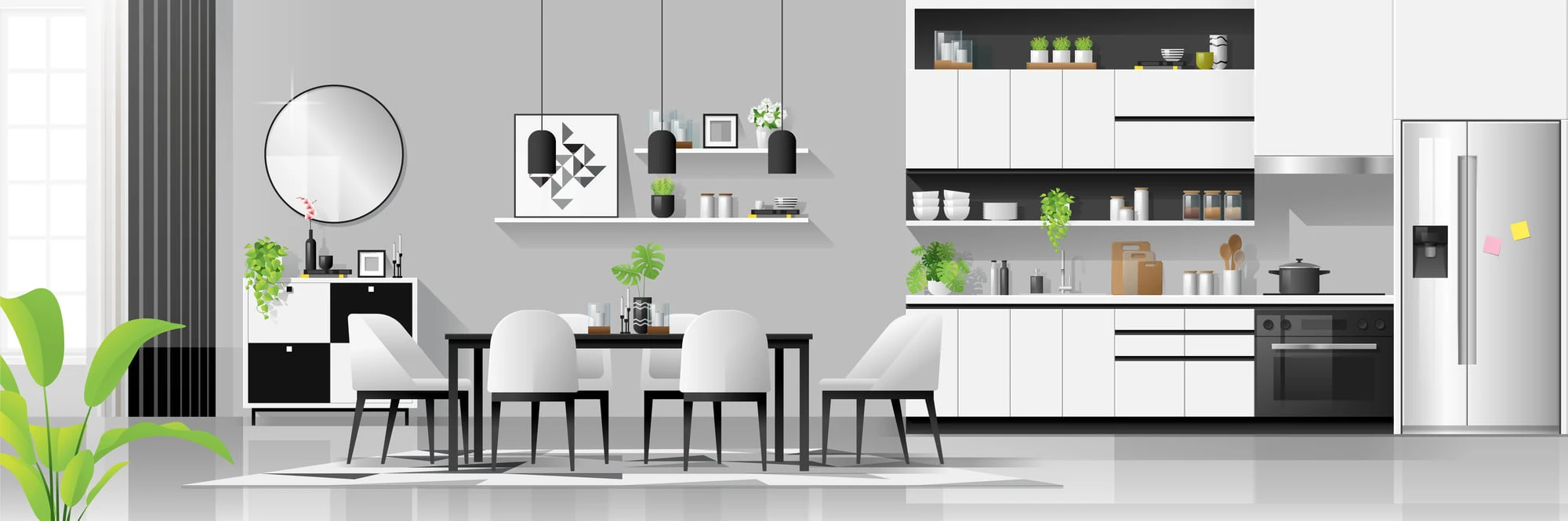 室内（LDK）のイラスト